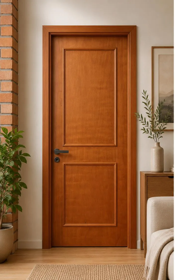 Puerta placa interior con líneas horizontales de aluminio